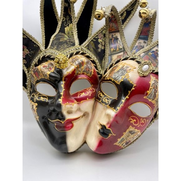 VTG Authentic hand made in Italy Venetian carnival jester dual wall mask - Picture 2 of 14